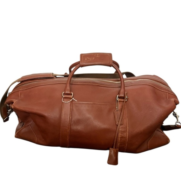 Vintage COACH Brown Leather Large Travel Duffle Weekend Vacation Bag F05404 - Picture 1 of 14